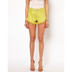 INSIGHT  Denim LIME Jean DIPPER SHORTS Cut-Outs DISTRESS 5-Pocket